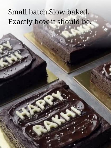 Our Rakhi brownies are small-batch and slow-baked, ensuring a rich and fudgy texture in every bite.