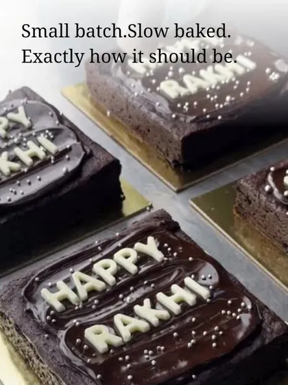 Our Rakhi brownies are small-batch and slow-baked, ensuring a rich and fudgy texture in every bite.