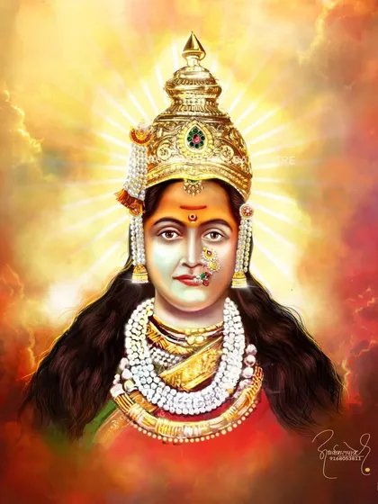 My colorful digital rendition of Renuka Mata of Mahur, a goddess I hold very dear. This is my attempt to present her divine form in full color, moving beyond the traditional black and white imagery.