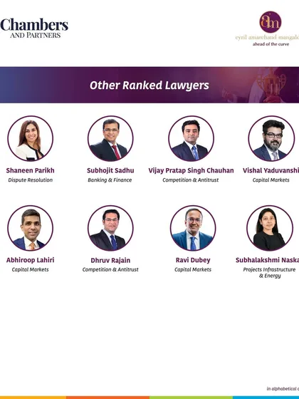 A list of our 'Other Ranked Lawyers' from the Chambers and Partners Global 2025 Rankings, showcasing our talent in Dispute Resolution, Banking & Finance, and Competition/Antitrust.