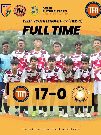 A staggering 17-0 win for my U-17 team, highlighting our offensive power.