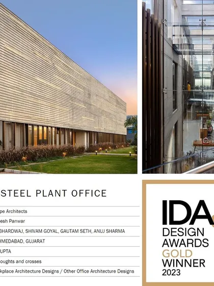 We are proud that our design for the Laxcon Steel Plant Office in Ahmedabad was recognized as a Gold Winner at the 2023 IDA Design Awards. This award affirms our commitment to creating architecture that is both functional and formally innovative.