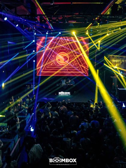 A stunning display of multi-colored lasers and visuals during the 999999999 show. My club shows have arena-level production.