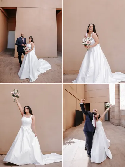 A fun and energetic series of photos showing the couple celebrating after their ceremony. Their joyful expressions are infectious.