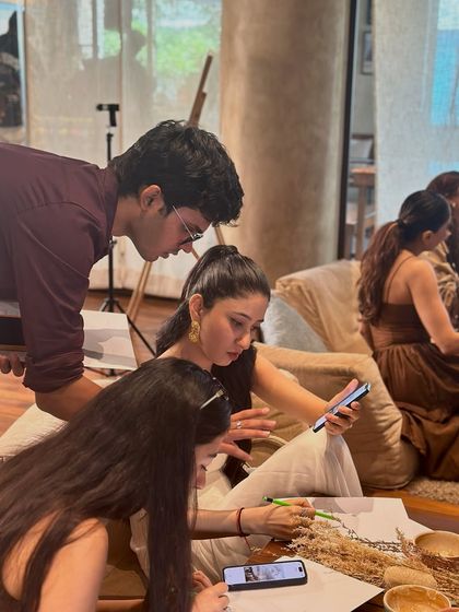 A candid shot from the bridal shower workshop. It was a beautiful and creative way for the group to celebrate together.