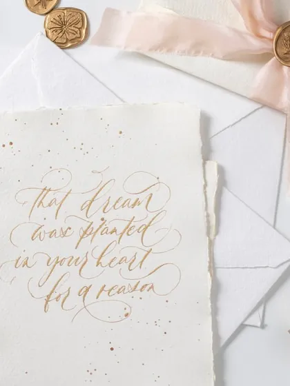 That dream was planted in your heart for a reason. A beautiful calligraphy piece that serves as a personal mantra: believe, work hard, and manifest.