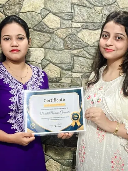 This moment is everything to me. Seeing my student, full of passion and pride, holding her certificate after completing my professional course. This piece of paper is proof of her hard work and the start of her own artistic journey.