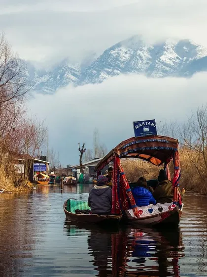 A quiet shikara ride on the waters of Kashmir, with the majestic, snow-covered Pir Panjal range watching over. This is the kind of peace I seek to capture, a moment of pure serenity where nature does all the talking.