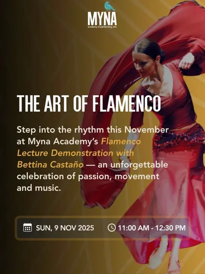 An invitation to our Art of Flamenco lecture demonstration. This event was an unforgettable celebration of passion, movement, and music with the talented Bettina Castaño.