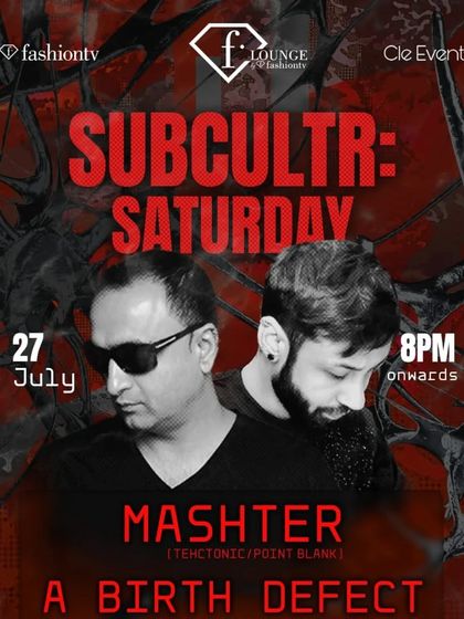 The poster for Subcultr Saturday at F Bar, Dehradun, where I played alongside A Birth Defect for a night of melodic techno.