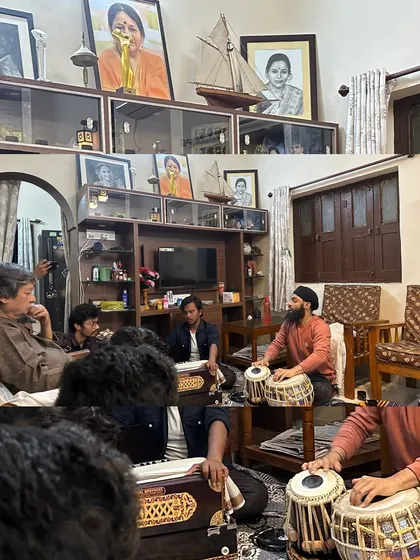 A collage of moments from the performance at Pt. Mukund Bhale ji's home. It was a session filled with music, learning, and blessings.