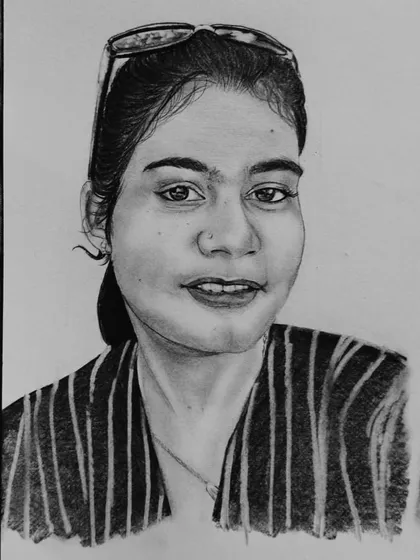 A close-up of one of the three commissioned portraits. I focused on her smile and the way her sunglasses sit on her head, small details that make the portrait uniquely hers.
