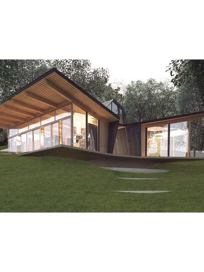 A conceptual design for a sustainable villa in the Western Ghats. This prototype uses Cross Laminated Timber (CLT) construction, allowing the structure to sit lightly on the land and blend into the montane ecosystem with its organic form and natural materials.