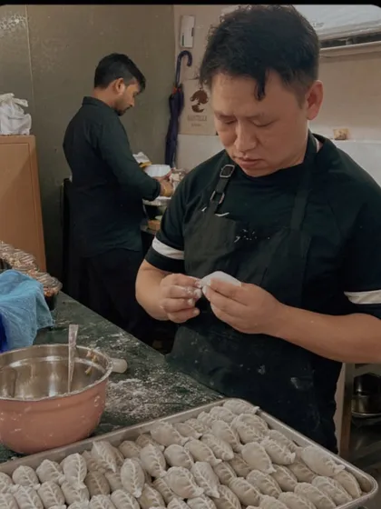 One of my chefs, carefully hand-folding dim sum. Everything we make is handmade with love and attention to detail, from every fold to every pleat.