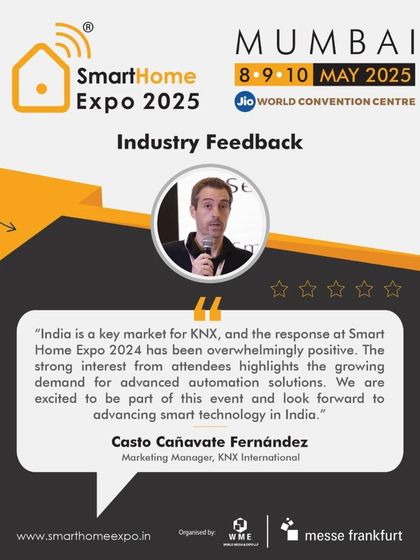 Casto Cañavate Fernández, Marketing Manager at KNX International, highlights the "overwhelmingly positive" response at the expo, confirming India as a key market with strong demand for advanced automation.