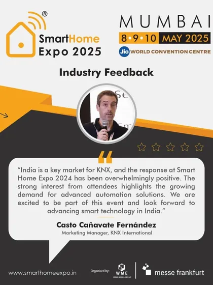 Casto Cañavate Fernández, Marketing Manager at KNX International, highlights the "overwhelmingly positive" response at the expo, confirming India as a key market with strong demand for advanced automation.