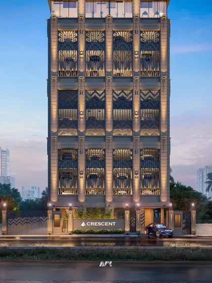 This is Crescent Park 9, a 20-story residential icon in Bandra. My design fuses timeless Art Deco elegance with contemporary sophistication, creating a striking facade and lavish interiors for those who appreciate luxury in every detail.