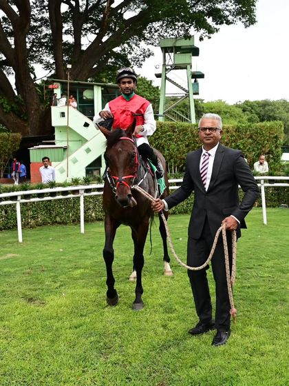 Circle of Dreams, with jockey Akshay Kumar, after winning The War Hammer Million.