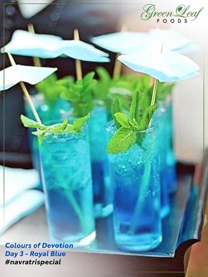 Welcome drinks should be as vibrant as the celebration itself. These refreshing royal blue mocktails, garnished with fresh mint, offer a cool and stylish start to the festivities for your arriving guests.