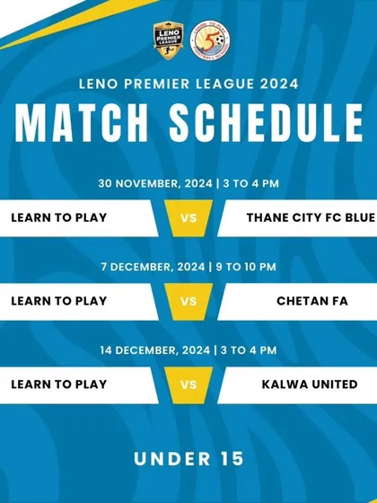 The match schedule for our Under-15 team in the Leno Premier League 2024.