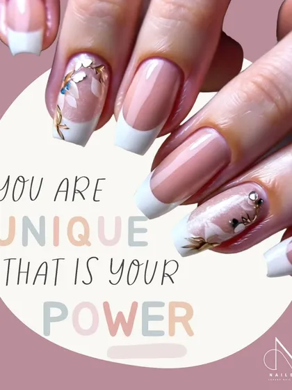 We believe you are unique, and that is your power. This beautiful floral French manicure is a testament to that philosophy.