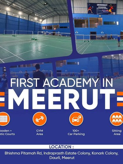 Announcing our first-ever academy in Meerut. We're bringing world-class wooden and synthetic courts, a gym area, and expert coaching to the city.