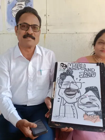 A sweet couple's caricature from a small family function. These intimate events are just as fun to draw at.