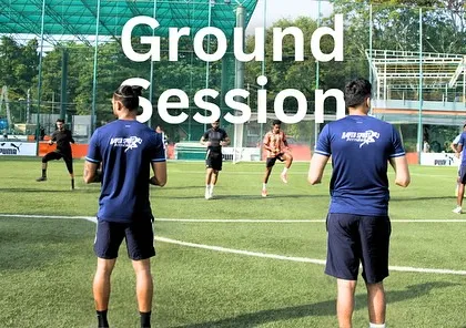 My coaches leading a ground session for footballers. This image highlights the hands-on instruction and group dynamic that defines our on-field training, ensuring every athlete is moving with purpose.