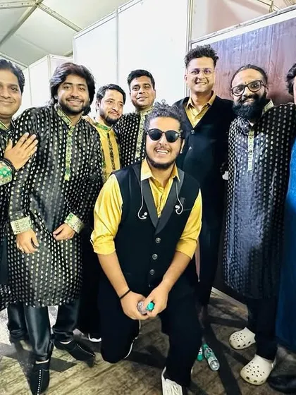 A group photo with the incredible musicians I shared the stage with for a fun gig in Goa. Collaboration is at the heart of my musical philosophy.