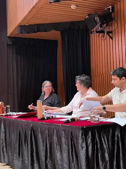 The judging panel for our Read-Aloud competition, comprised of our expert faculty. We ensure a high standard for our academic and cultural events.