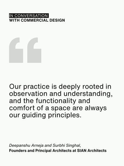 A quote from our interview with Commercial Design, stating that our practice is "deeply rooted in observation and understanding." This principle ensures that the functionality and comfort of a space always guide our work.