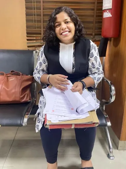 A smile before filing a new case. I handle each new file with fresh energy, whether it's a matrimonial, civil, or criminal matter in the Delhi courts.