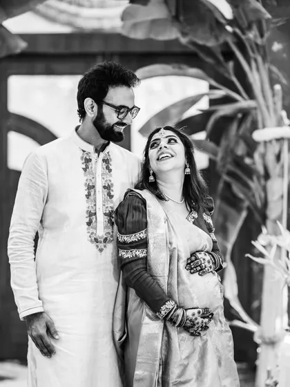 A classic black and white portrait from a beautiful Godh Bharai ceremony. There's something so powerful about capturing the anticipation and love a couple shares as they await their new arrival. These are the precious moments I strive to make unforgettable.