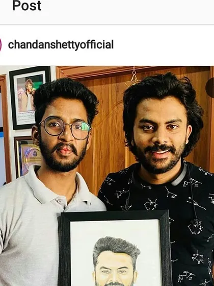 It was an honor to present my custom color pencil portrait to Kannada rapper Chandan Shetty. I love connecting with fellow artists and creating work that they appreciate.
