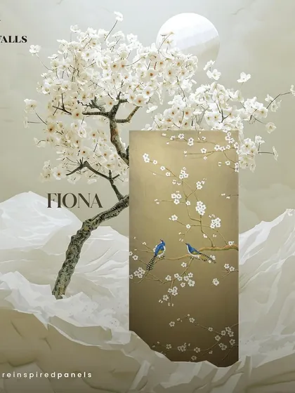 A full view of the 'Fiona' panel, showcasing its immense possibilities for beautification. From beaded details to embroidery and 3D elements, we provide everything your walls desire to connect with nature.