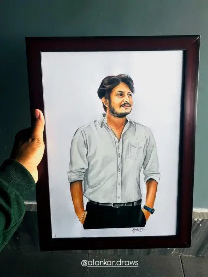 This 12x14 inch color pencil sketch took 20 hours to complete. I focused on creating a realistic portrait, paying close attention to the shading on the shirt and the subject's expression.
