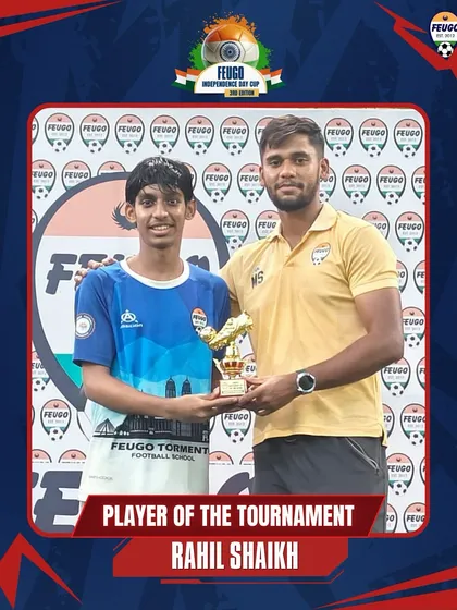 Rahil Shaikh, recognized as the Player of the Tournament for his outstanding skill in the U-15 Independence Cup.