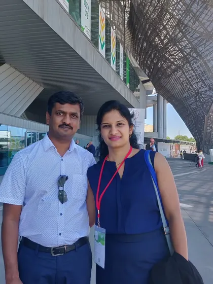 With my husband at the World Congress of Dermatology in Milan. His support is invaluable as I pursue my passion for advancing my dermatological expertise.