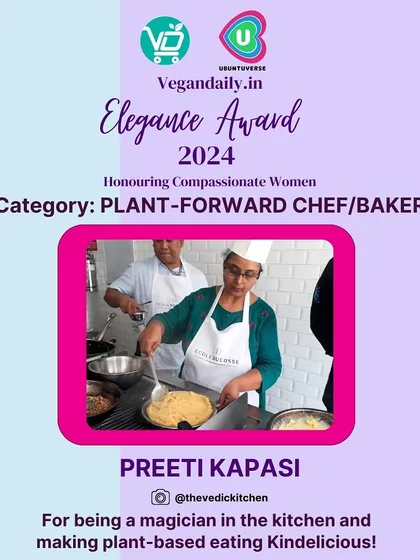 I was so honoured to receive the Elegance Award for being a 'Plant-Forward Chef'. It’s my mission to show how kind and delicious plant-based eating can be, and this recognition means the world to me.