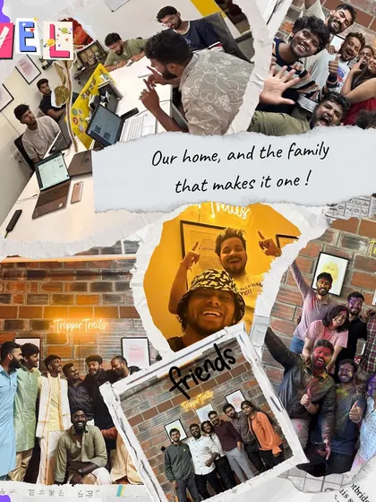 "Our home, and the family that makes it one." This collage gives a behind-the-scenes look at our office, our team celebrations, and the friendships that power our work.