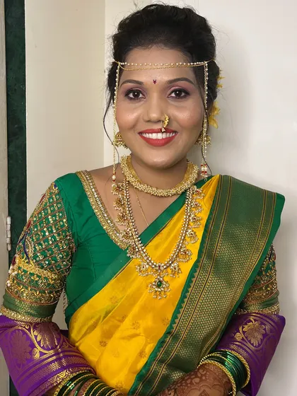A bright and happy portrait of the bride. My makeup philosophy is to let your natural happiness shine through.