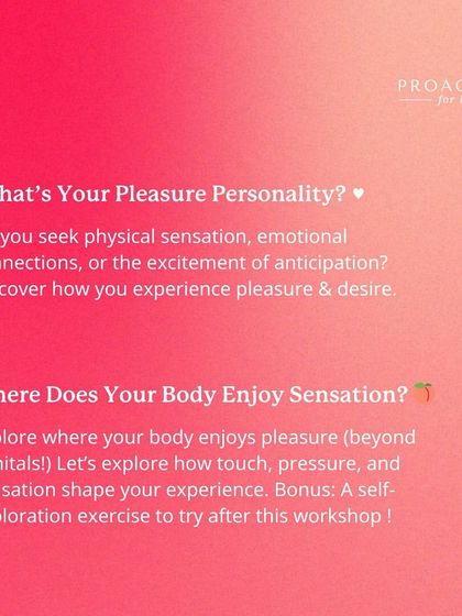 What's your pleasure personality? Our workshop helps you discover how you experience pleasure and desire.
