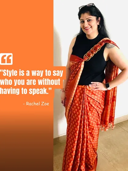 Style is your silent introduction. Here, I've styled a traditional Benarasi silk saree with a modern, sleeveless black top to create a look that is both elegant and contemporary, proving that your personal style can speak volumes.