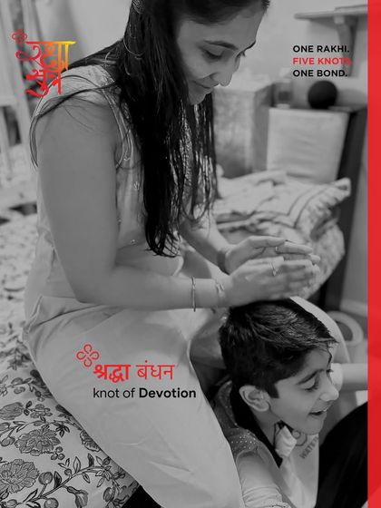 This quiet moment of care represents the 'Shraddha Bandhan', the knot of Devotion. It’s for a love that is steady, simple, and never needs a reason, staying constant as you grow.