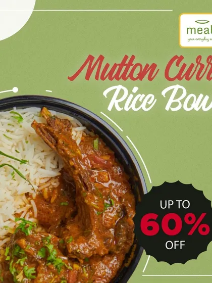 Our Mutton Curry Rice Bowl is a hearty and flavourful option for meat lovers. Tender pieces of mutton are cooked in a traditional curry and served with rice for a complete and satisfying meal.