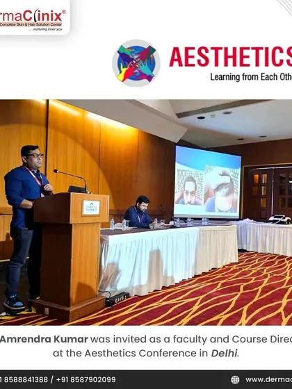 Dr. Amrendra Kumar was invited as a faculty member and Course Director at the Aesthetics Conference in Delhi. He shared his expertise on hairline design and advanced hair transplantation techniques.