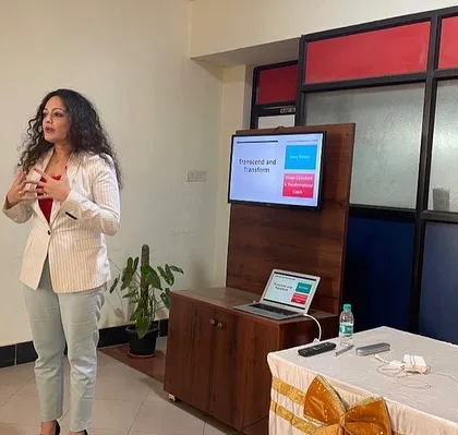 I’ve always been passionate about training students, as this is where they build the foundation for their future. Here, I am facilitating a session on presentation skills for 10th-grade students at St. Dominic Savio school.