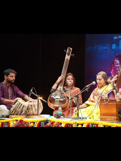 A cherished moment sharing the stage with my Aai, Vidushi Shalmalee Joshi, at the Megh Malhar Festival. Accompanying her is always a profound learning experience.