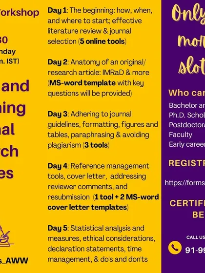 This 5-day online workshop is one of my most comprehensive programs. We do a deep dive into the entire process of writing and publishing an original research article, from literature review and IMRaD structure to handling reviewer comments.
