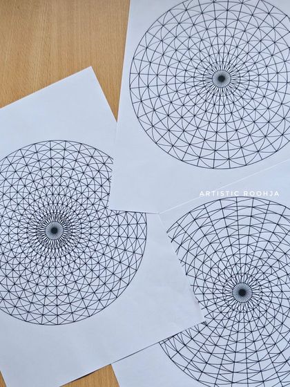 More examples of the foundational grids we work on. Understanding how to create different types of grids will empower you to design unlimited mandala variations on your own.
